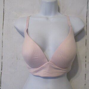 Victorias Secret Bra 34D Pink Lightly Lined Plunge Wireless Wire Free Pullover